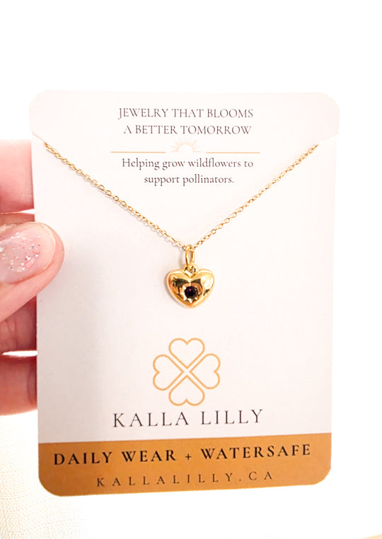 Keepsake Birth Heart necklace in gold and silver