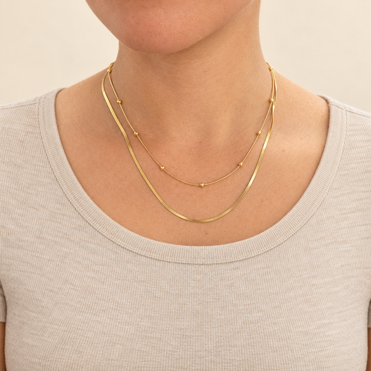 Beaded Satellite Chain Necklace – Gold Layering Necklace