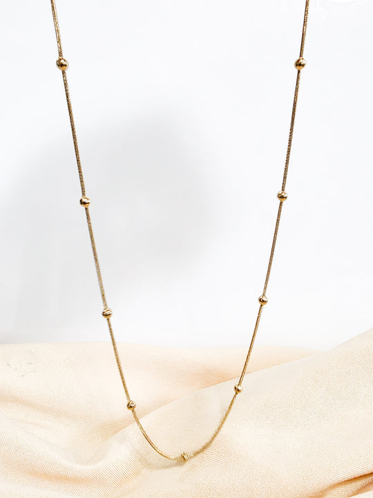 Beaded Satellite Chain Necklace – Gold Layering Necklace