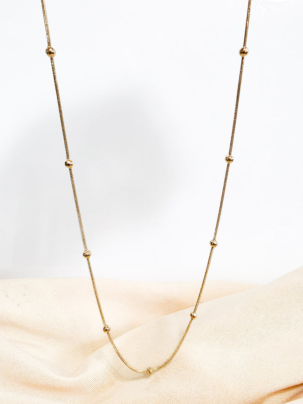 Beaded Satellite Chain Necklace – Gold Layering Necklace