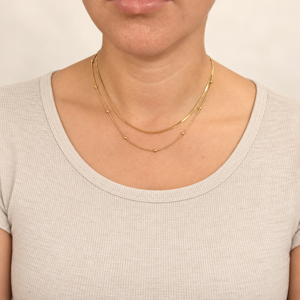 Beaded Satellite Chain Necklace – Gold Layering Necklace