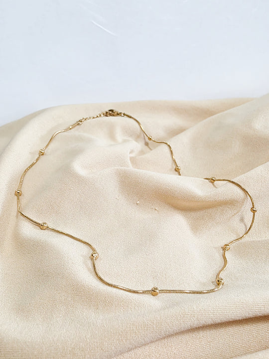 Beaded Satellite Chain Necklace – Gold Layering Necklace