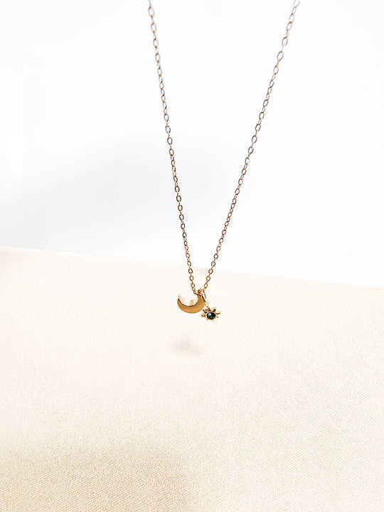 Personalized Moon Birthstone Necklace
