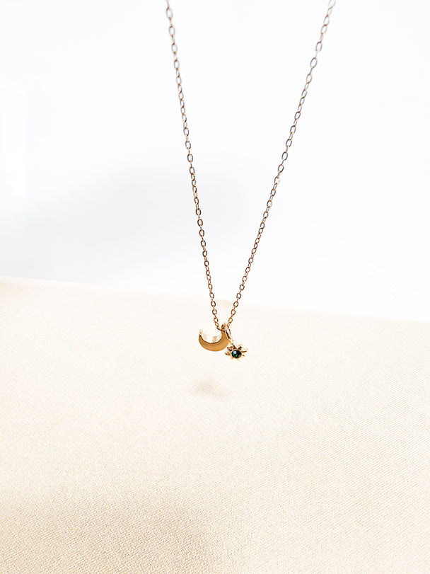 Personalized Moon Birthstone Necklace