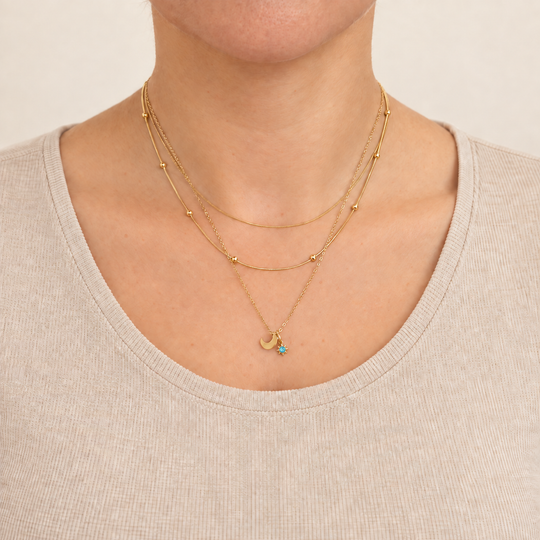 Personalized Moon Birthstone Necklace